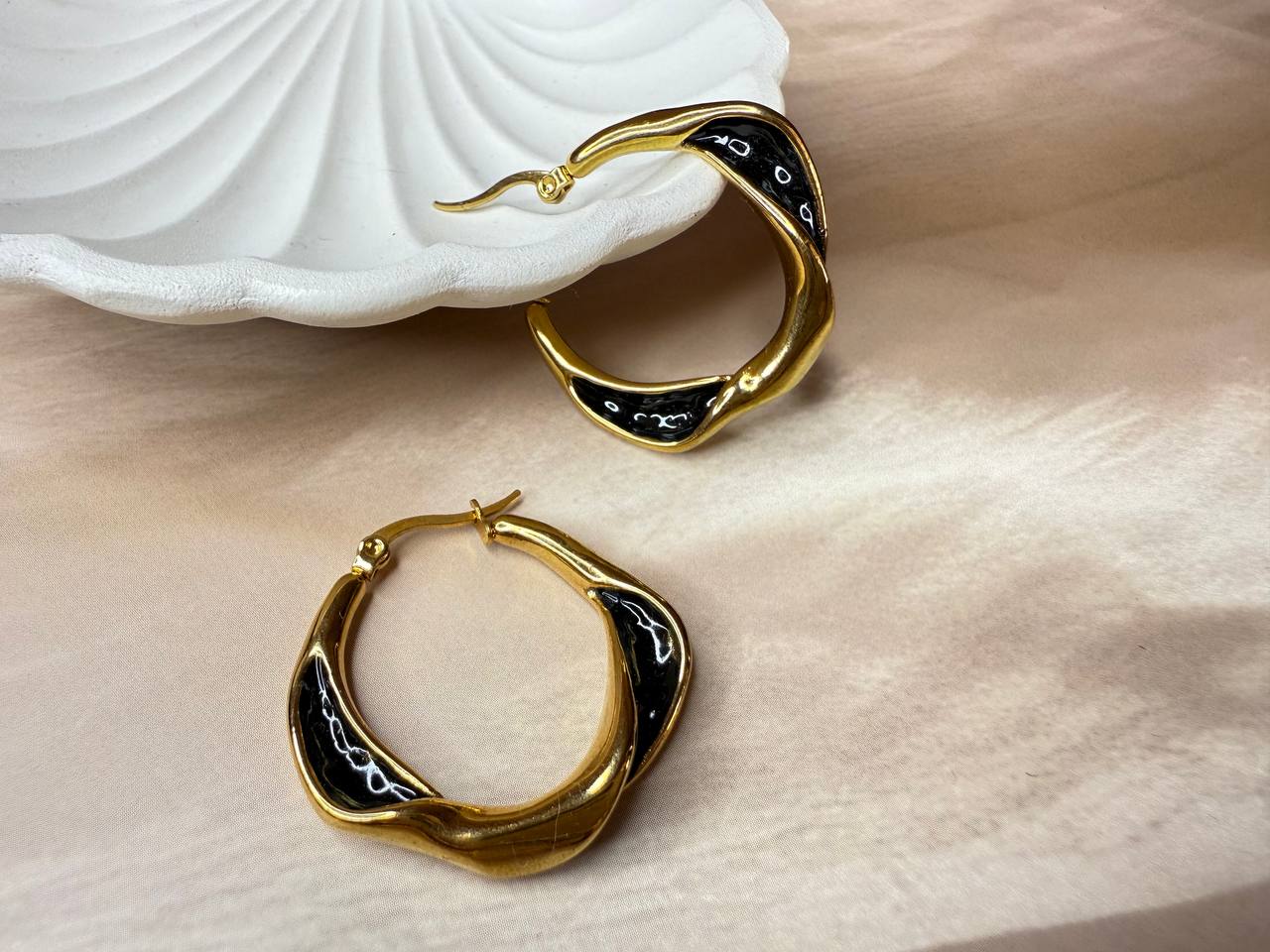 Black golden hoops